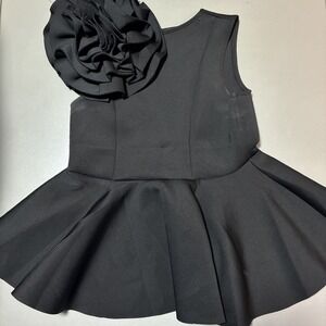 Quum Black Ruffled Flower Babydoll Sleeveless Shirt | Size 1X